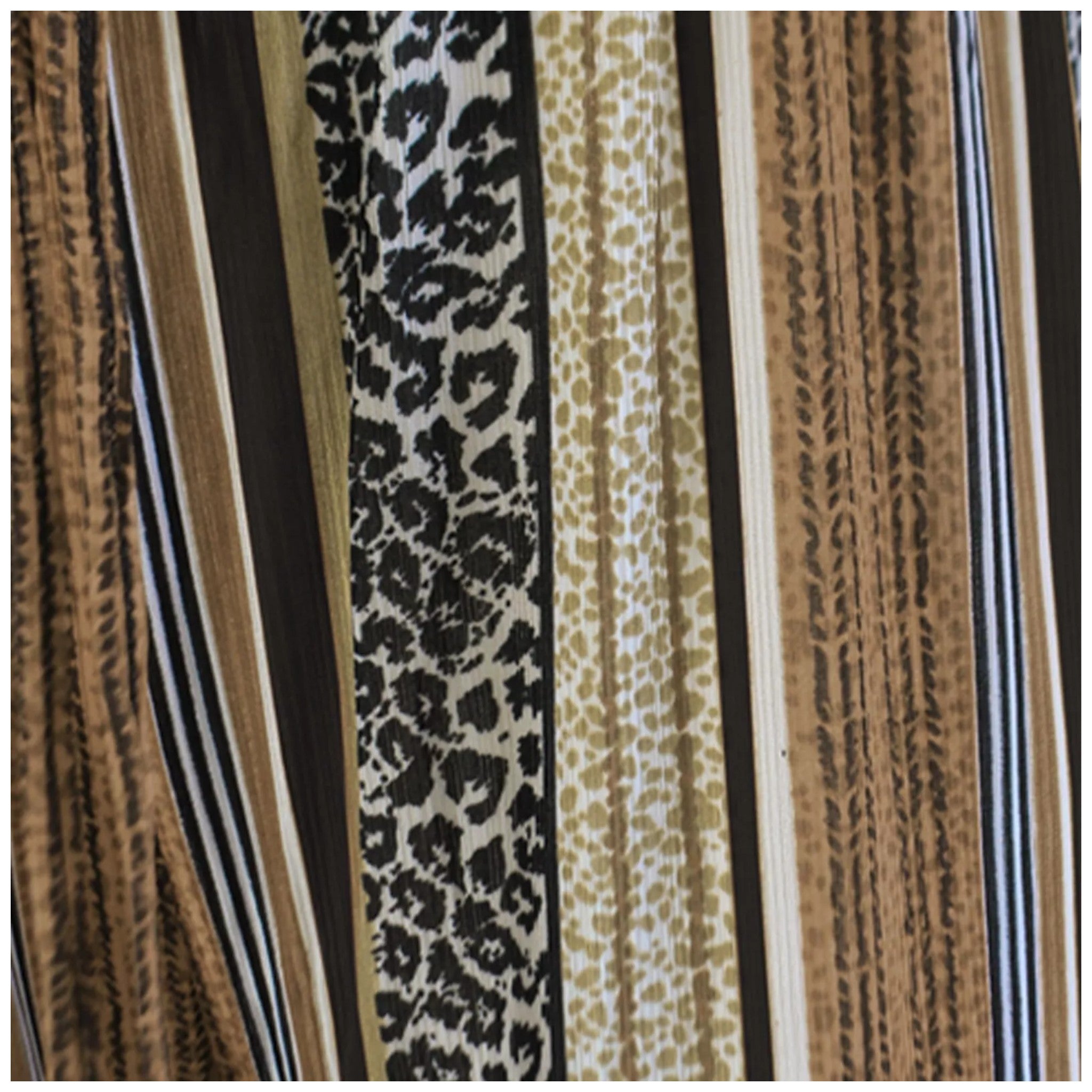 Ladies brown striped palazzo trousers with leopard print – high waist wide leg summer pants